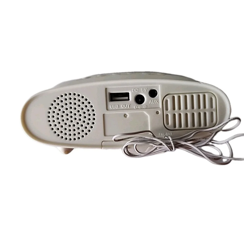Bauhn AM/FM Radio Alarm Clock +USB charging/AUX #11614 White Snooze/Dimmer/Nap